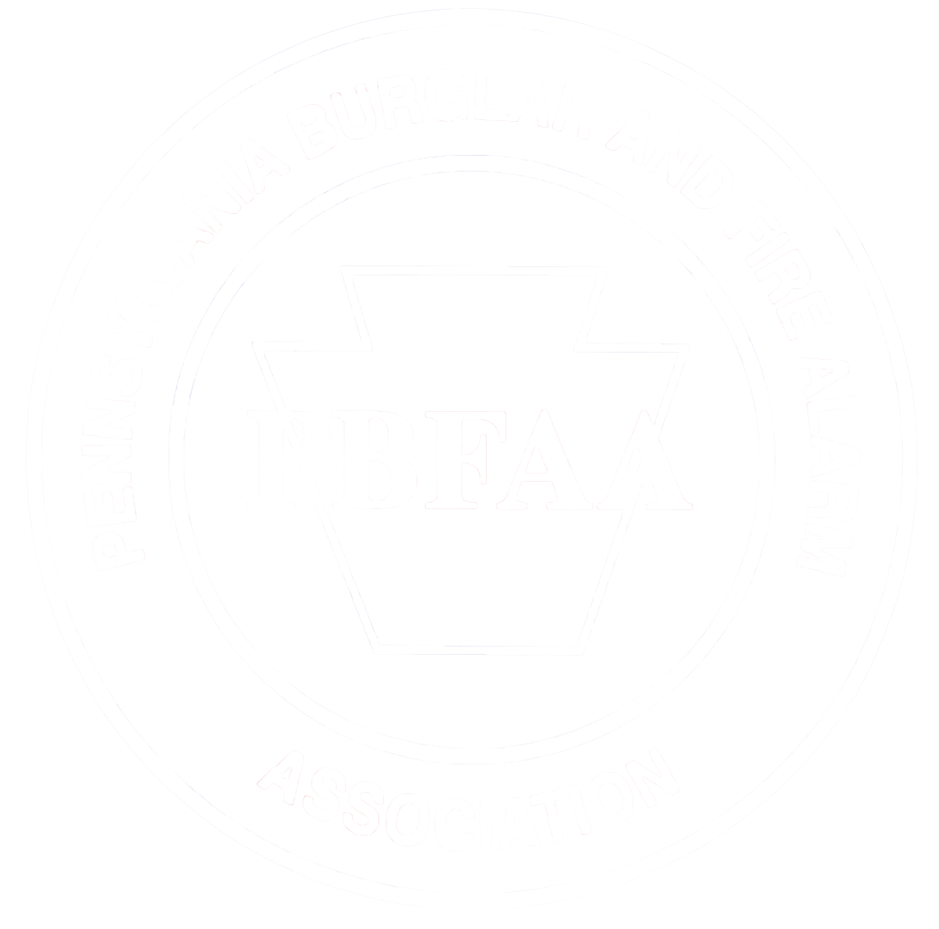 Pennsylvania Burglar and Fire Alarm Association (PBFAA) logo in white.